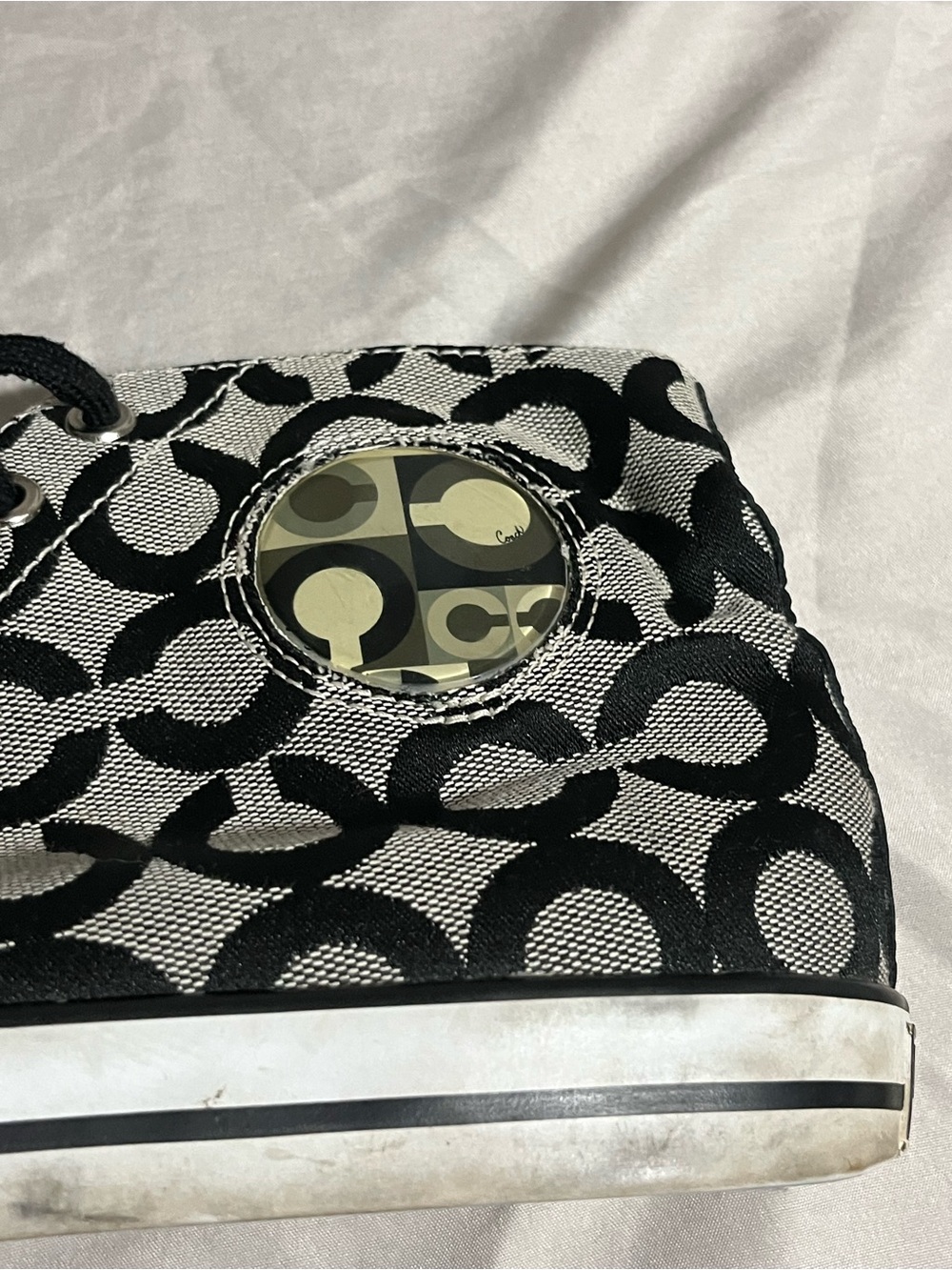 Coach Black Signature Logo High-Top Sneakers Womens Size 8.5 - Picture 5 of 7